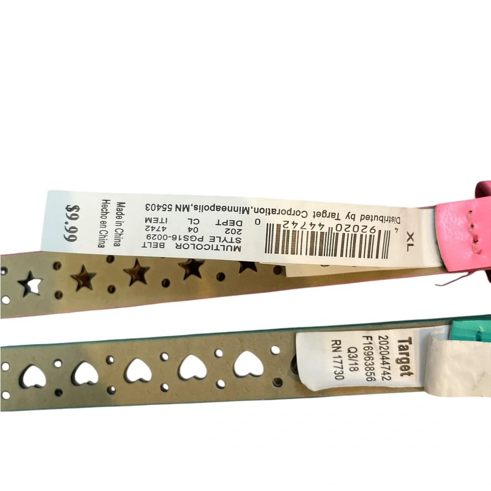 8 Cat & Jack Kids Belts in Pink, Teal, Glitter, Laser Cut Grommets Size L/XL